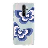 Manitoba Xiaomi Redmi Note 8 Pro ile Uyumlu Kelebek Tasarımlı Baskılı Şeffaf Telefon Kılıfı