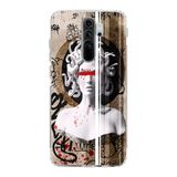 Manitoba Xiaomi Redmi Note 8 Pro ile Uyumlu Medusa Tasarımlı Baskılı Şeffaf Silikon Telefon Kılıfı, Çok Renkli