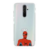 Manitoba Xiaomi Redmi Note 8 Pro ile Uyumlu Örümcek Adam Tasarımlı Baskılı Şeffaf Silikon Telefon Kılıfı, Çok Renkli