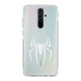 Manitoba Xiaomi Redmi Note 8 Pro ile Uyumlu Örümcek Logo Tasarımlı Baskılı Şeffaf Telefon Kılıfı