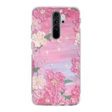 Manitoba Xiaomi Redmi Note 8 Pro ile Uyumlu Pastel Çiçekler Tasarımlı Baskılı Şeffaf Telefon Kılıfı