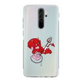 Manitoba Xiaomi Redmi Note 8 Pro ile Uyumlu Sevimli Minik Şeytan Tasarımlı Baskılı Şeffaf Silikon Telefon Kılıfı, Çok Renkli