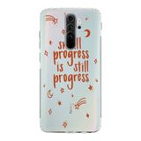 Manitoba Xiaomi Redmi Note 8 Pro ile Uyumlu Small Progress Tasarımlı Baskılı Şeffaf Silikon Telefon Kılıfı, Çok Renkli