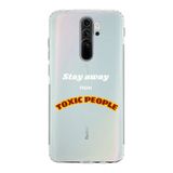 Manitoba Xiaomi Redmi Note 8 Pro ile Uyumlu Stay Away Tasarımlı Baskılı Şeffaf Silikon Telefon Kılıfı, Çok Renkli