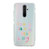Manitoba Xiaomi Redmi Note 8 Pro ile Uyumlu Today Is A Great Day Tasarımlı Baskılı Şeffaf Telefon Kılıfı, Çok Renkli