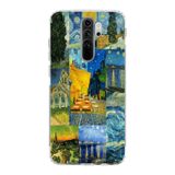 Manitoba Xiaomi Redmi Note 8 Pro ile Uyumlu Van Gogh Kolaj Tasarımlı Baskılı Şeffaf Telefon Kılıfı, Silikon, Çok Renkli