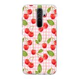 Manitoba Xiaomi Redmi Note 8 Pro Uyumlu Baskılı Yumuşak Silikon Şeffaf Telefon Kılıfı, Kiraz Desenli