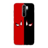 Manitoba Xiaomi Redmi Note 8 Pro Uyumlu Baskılı Yumuşak Silikon Şeffaf Telefon Kılıfı, Kırmızı-Siyah Desen
