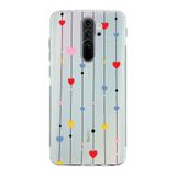 Manitoba Xiaomi Redmi Note 8 Pro Uyumlu Baskılı Yumuşak Silikon Şeffaf Telefon Kılıfı, Renkli Kalp Deseni