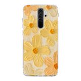 Manitoba Xiaomi Redmi Note 8 Pro Uyumlu Baskılı Yumuşak Silikon Şeffaf Telefon Kılıfı, Sarı Çiçek Deseni