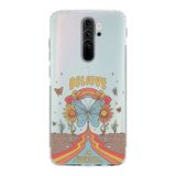 Manitoba Xiaomi Redmi Note 8 Pro Uyumlu Believe Tasarımlı Baskılı Şeffaf Telefon Kılıfı, Çok Renkli