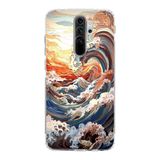 Manitoba Xiaomi Redmi Note 8 Pro Uyumlu Dalga Tasarımlı Baskılı Şeffaf Telefon Kılıfı, Çok Renkli