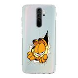 Manitoba Xiaomi Redmi Note 8 Pro Uyumlu Garfield Tasarımlı Baskılı Şeffaf Telefon Kılıfı