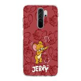 Manitoba Xiaomi Redmi Note 8 Pro Uyumlu Jerry Tasarımlı Baskılı Şeffaf Telefon Kılıfı, Kırmızı
