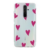 Manitoba Xiaomi Redmi Note 8 Pro Uyumlu Kalpler Tasarımlı Baskılı Şeffaf Telefon Kılıfı, Çok Renkli