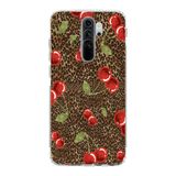 Manitoba Xiaomi Redmi Note 8 Pro Uyumlu Leopar ve Kiraz Tasarımlı Baskılı Şeffaf Telefon Kılıfı