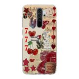 Manitoba Xiaomi Redmi Note 8 Pro Uyumlu Love Kolaj Tasarımlı Baskılı Şeffaf Telefon Kılıfı