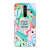 Manitoba Xiaomi Redmi Note 8 Pro Uyumlu Manifest Your Vision Tasarımlı Baskılı Şeffaf Telefon Kılıfı, Çok Renkli