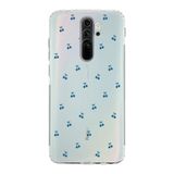 Manitoba Xiaomi Redmi Note 8 Pro Uyumlu Mavi Kirazlar Tasarımlı Baskılı Şeffaf Telefon Kılıfı