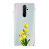 Manitoba Xiaomi Redmi Note 8 Pro Uyumlu Sarı Lale Tasarımlı Baskılı Şeffaf Telefon Kılıfı