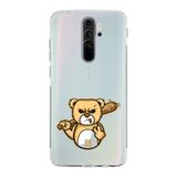 Manitoba Xiaomi Redmi Note 8 Pro Uyumlu Sinirli Ayı Tasarımlı Baskılı Şeffaf Telefon Kılıfı, Çok Renkli