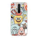 Manitoba Xiaomi Redmi Note 8 Pro Uyumlu SpongeBob Tasarımlı Baskılı Şeffaf Silikon Telefon Kılıfı