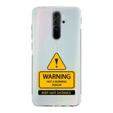 Manitoba Xiaomi Redmi Note 8 Pro Uyumlu Warning Tasarımlı Baskılı Şeffaf Telefon Kılıfı, Çok Renkli