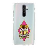 Manitoba Xiaomi Redmi Note 8 Pro Uyumlu Work Hard Tasarımlı Baskılı Şeffaf Telefon Kılıfı
