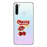Manitoba Xiaomi Redmi Note 8 Uyumlu Baskılı Yumuşak Silikon Şeffaf Telefon Kılıfı, Cherry Bomb Desen