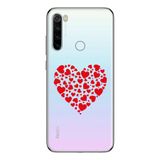 Manitoba Xiaomi Redmi Note 8 Uyumlu Baskılı Yumuşak Silikon Şeffaf Telefon Kılıfı, Kırmızı Kalp Deseni