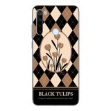 Manitoba Xiaomi Redmi Note 8 Uyumlu Black Tulips Tasarımlı Baskılı Şeffaf Telefon Kılıfı
