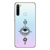 Manitoba Xiaomi Redmi Note 8 Uyumlu Göz Tasarımlı Baskılı Şeffaf Telefon Kılıfı, Çok Renkli