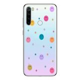 Manitoba Xiaomi Redmi Note 8 Uyumlu Gülen Yüz ve Yıldızlar Tasarımlı Baskılı Şeffaf Telefon Kılıfı