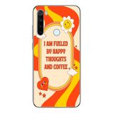 Manitoba Xiaomi Redmi Note 8 Uyumlu Happy And Coffee Tasarımlı Baskılı Şeffaf Telefon Kılıfı, Çok Renkli