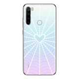 Manitoba Xiaomi Redmi Note 8 Uyumlu Kalpli Örümcek Ağı Tasarımlı Baskılı Şeffaf Telefon Kılıfı, Çok Renkli
