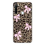 Manitoba Xiaomi Redmi Note 8 Uyumlu Leopar ve Fiyonk Tasarımlı Baskılı Şeffaf Telefon Kılıfı