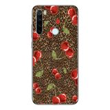 Manitoba Xiaomi Redmi Note 8 Uyumlu Leopar ve Kiraz Tasarımlı Baskılı Şeffaf Telefon Kılıfı