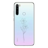 Manitoba Xiaomi Redmi Note 8 Uyumlu Minimal Çiçek Tasarımlı Baskılı Şeffaf Telefon Kılıfı, Çok Renkli