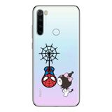 Manitoba Xiaomi Redmi Note 8 Uyumlu Örümcek Adam Tasarımlı Baskılı Şeffaf Telefon Kılıfı, Silikon, Çok Renkli
