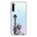 Manitoba Xiaomi Redmi Note 8 Uyumlu Özgürlük Heykeli Tasarımlı Baskılı Şeffaf Silikon Telefon Kılıfı