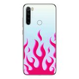 Manitoba Xiaomi Redmi Note 8 Uyumlu Pembe Alev Tasarımlı Baskılı Şeffaf Telefon Kılıfı