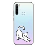 Manitoba Xiaomi Redmi Note 8 Uyumlu Sevimli Kedi Tasarımlı Baskılı Şeffaf Telefon Kılıfı, Çok Renkli