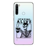 Manitoba Xiaomi Redmi Note 8 Uyumlu Staying Alive Tasarımlı Baskılı Şeffaf Telefon Kılıfı, Çok Renkli