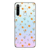 Manitoba Xiaomi Redmi Note 8 Uyumlu Turuncu Çiçekler Tasarımlı Baskılı Şeffaf Telefon Kılıfı