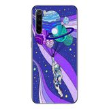 Manitoba Xiaomi Redmi Note 8 Uyumlu Uzay Tasarımlı Baskılı Şeffaf Telefon Kılıfı, Çok Renkli