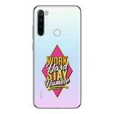 Manitoba Xiaomi Redmi Note 8 Uyumlu Work Hard Tasarımlı Baskılı Şeffaf Telefon Kılıfı