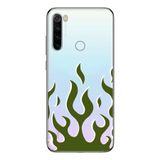 Manitoba Xiaomi Redmi Note 8 Uyumlu Yeşil Alev Tasarımlı Baskılı Şeffaf Telefon Kılıfı