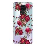 Manitoba Xiaomi Redmi Note 9 ile Uyumlu Baskılı Yumuşak Silikon Şeffaf Telefon Kılıfı, Çiçek Deseni