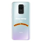 Manitoba Xiaomi Redmi Note 9 ile Uyumlu Stay Away Tasarımlı Baskılı Şeffaf Telefon Kılıfı, Silikon, Çok Renkli