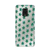 Manitoba Xiaomi Redmi Note 9 Pro ile Uyumlu Baskılı Yumuşak Silikon Şeffaf Telefon Kılıfı, Yeşil Yıldız Desen